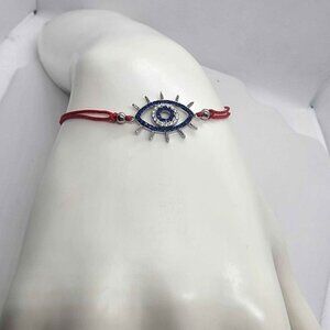 Brand New Sterling Silver 925 Evil Eye Design With red String Bracelet